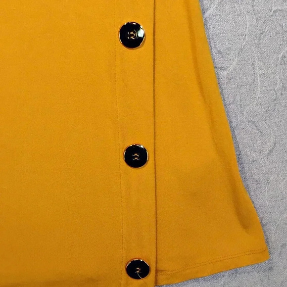 Women's Mustard Asymmetrical Sleeveless Tunic Length Tank Top CK MEASUREMENTS - Picture 2 of 6